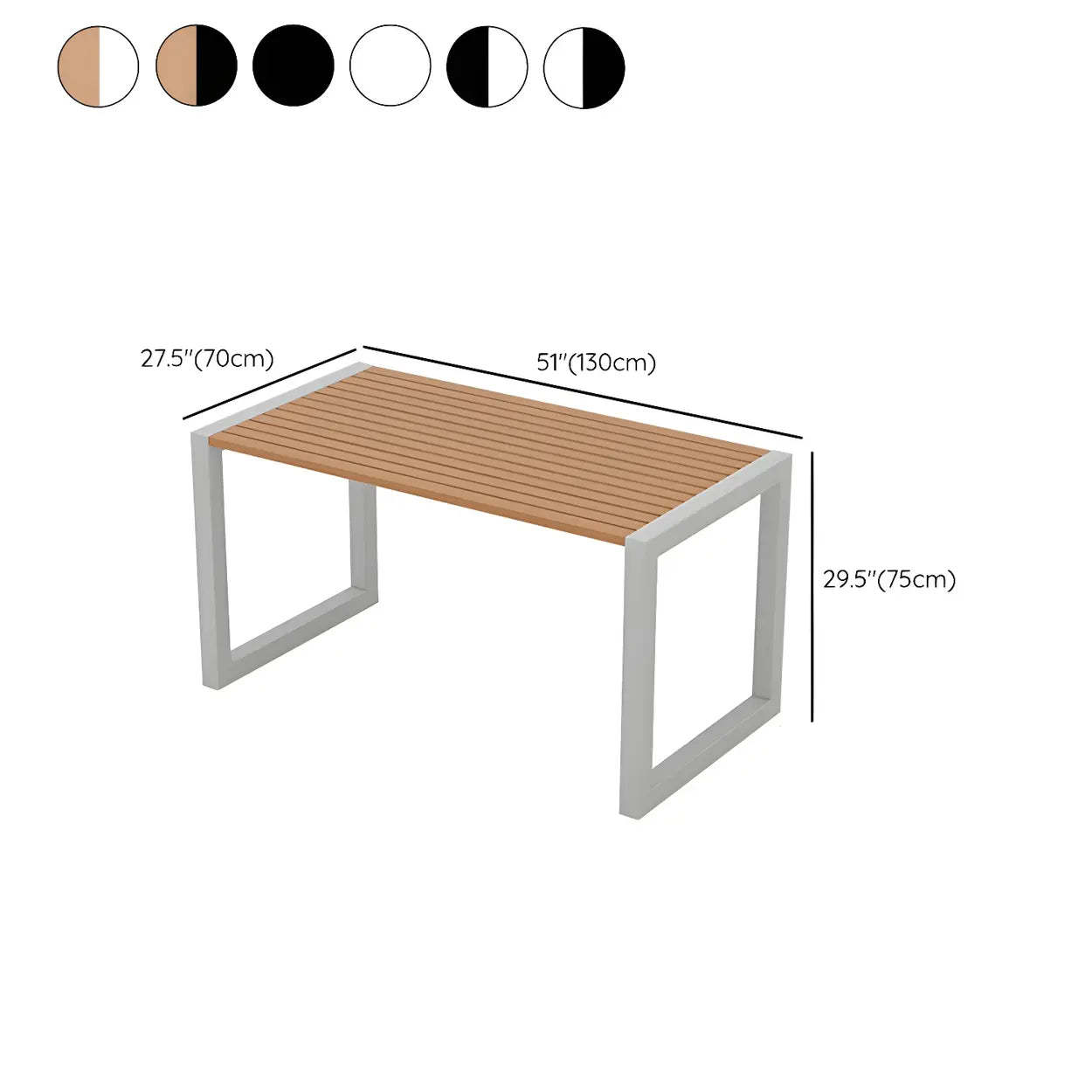 Black Waterproof Metal Rectangular Outdoor Coffee Table