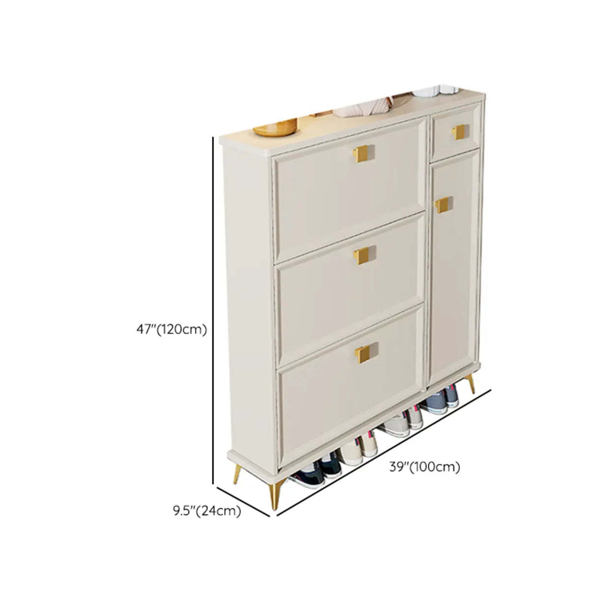 Nordic Tall White Wood Hallway Shoe Cabinet
