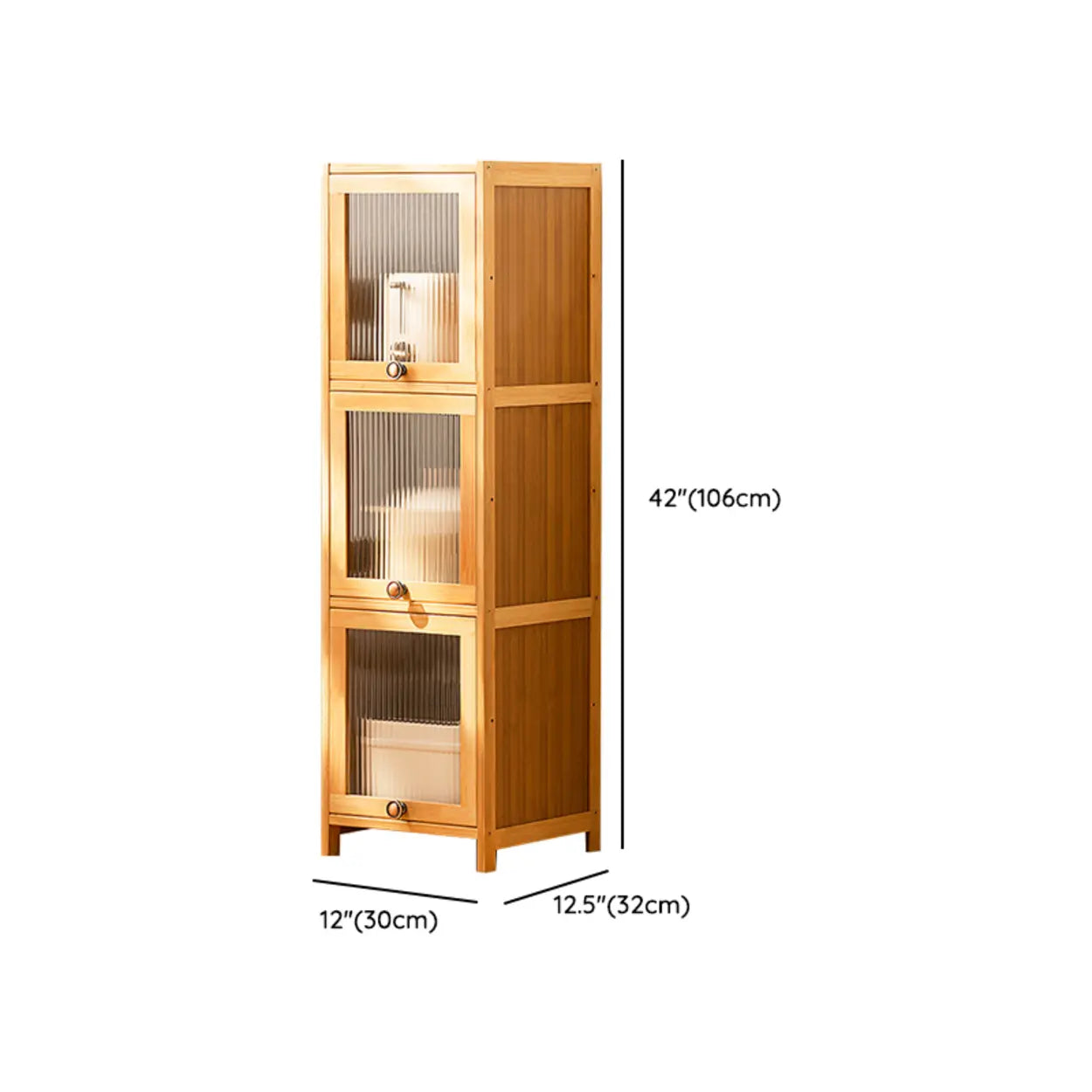 Natural Tall Glass Door Bamboo Display Cabinet