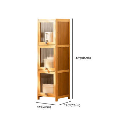 Natural Tall Glass Door Bamboo Display Cabinet