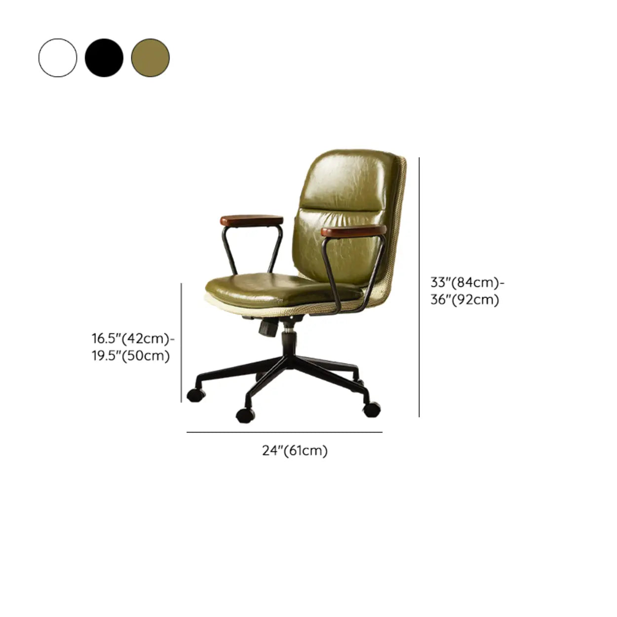 Green Swivel Leather Conference Adjustable Office Chair #size