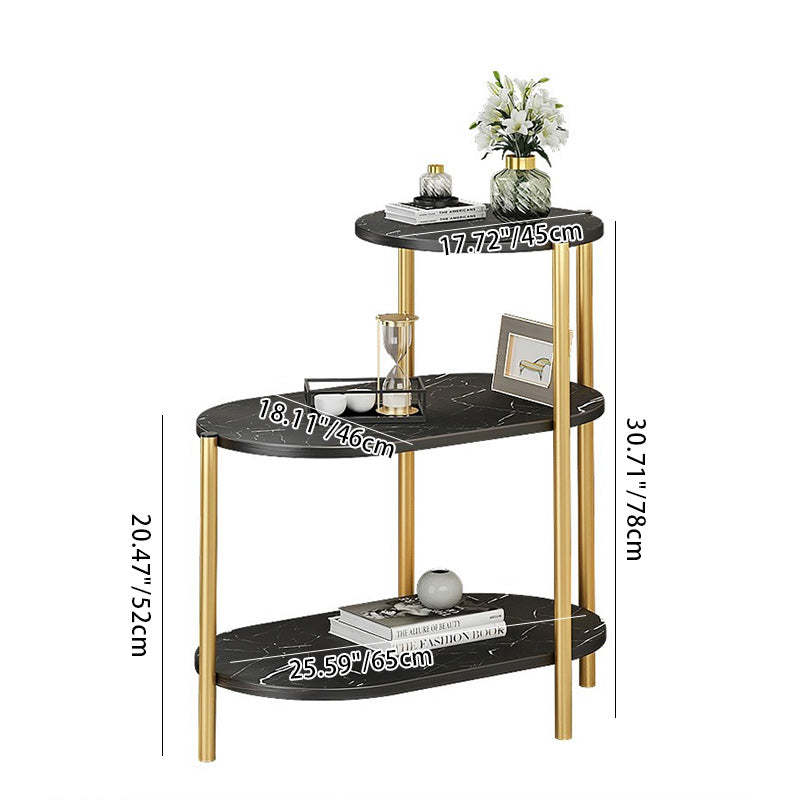Contemporary Luxury Oval Iron Wood End Table