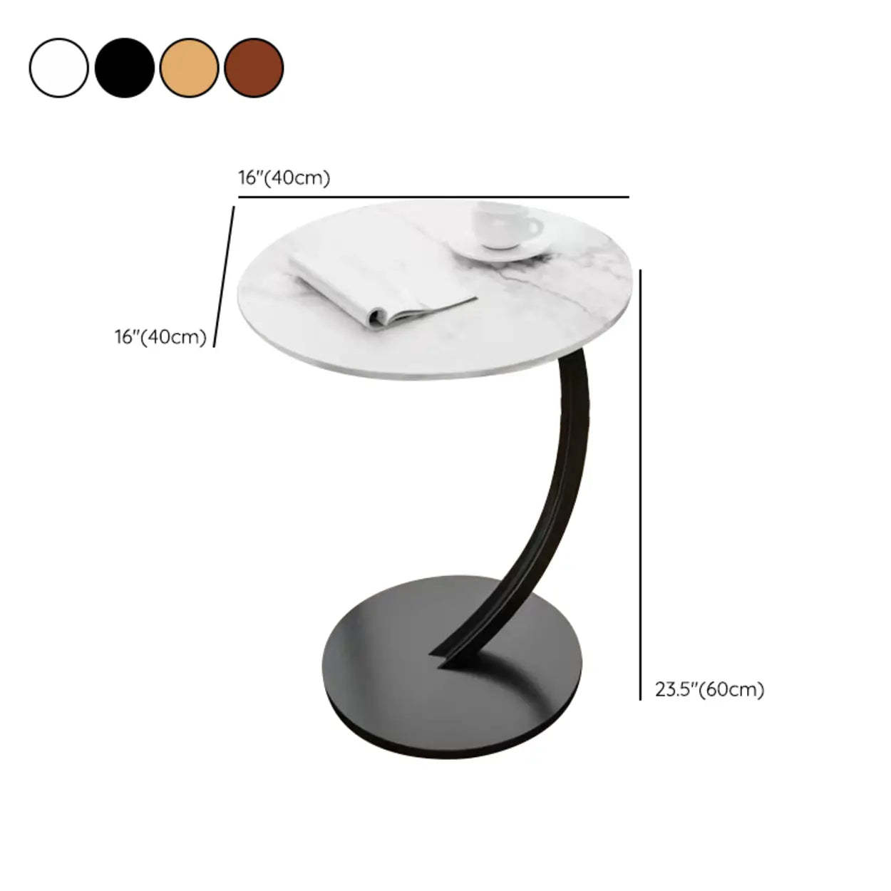 Round Wood C-Shaped Side Table