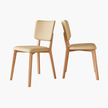 Minimalist Square Wood Leather Armless Chair
