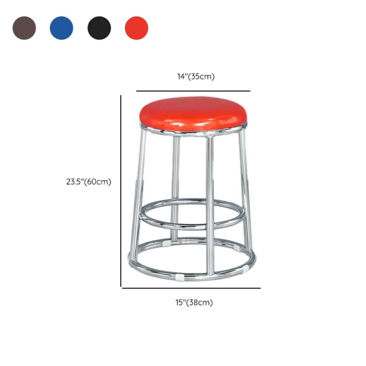 Round Cushioned Metal Backless Black Bar Stool