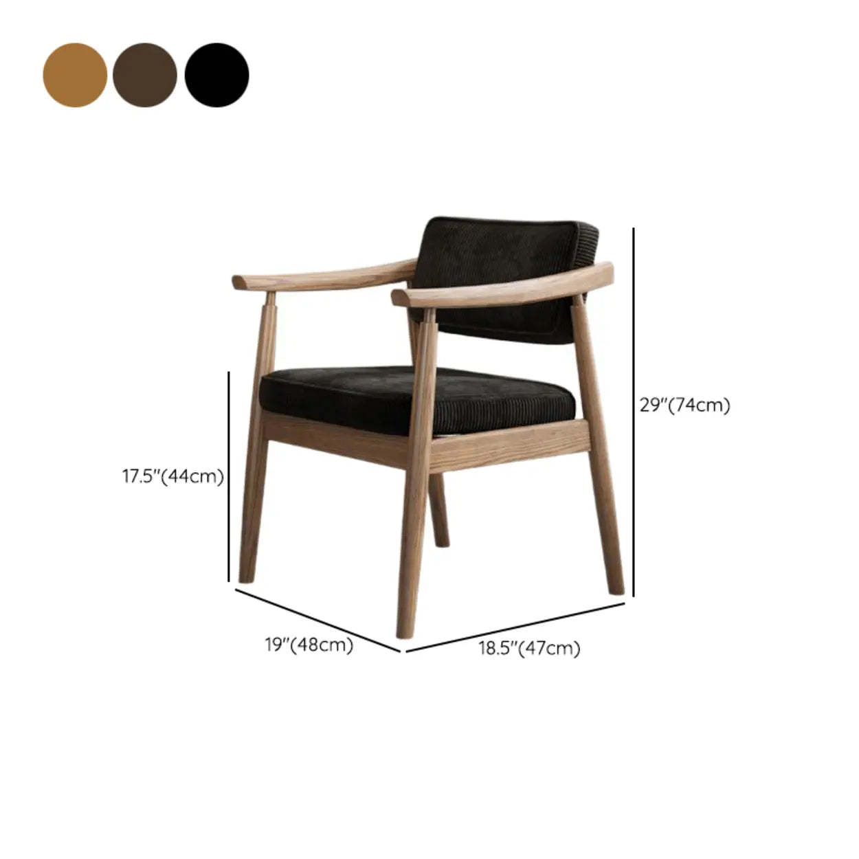 Scandinavian Wood Dining Chair with Fabric Seat