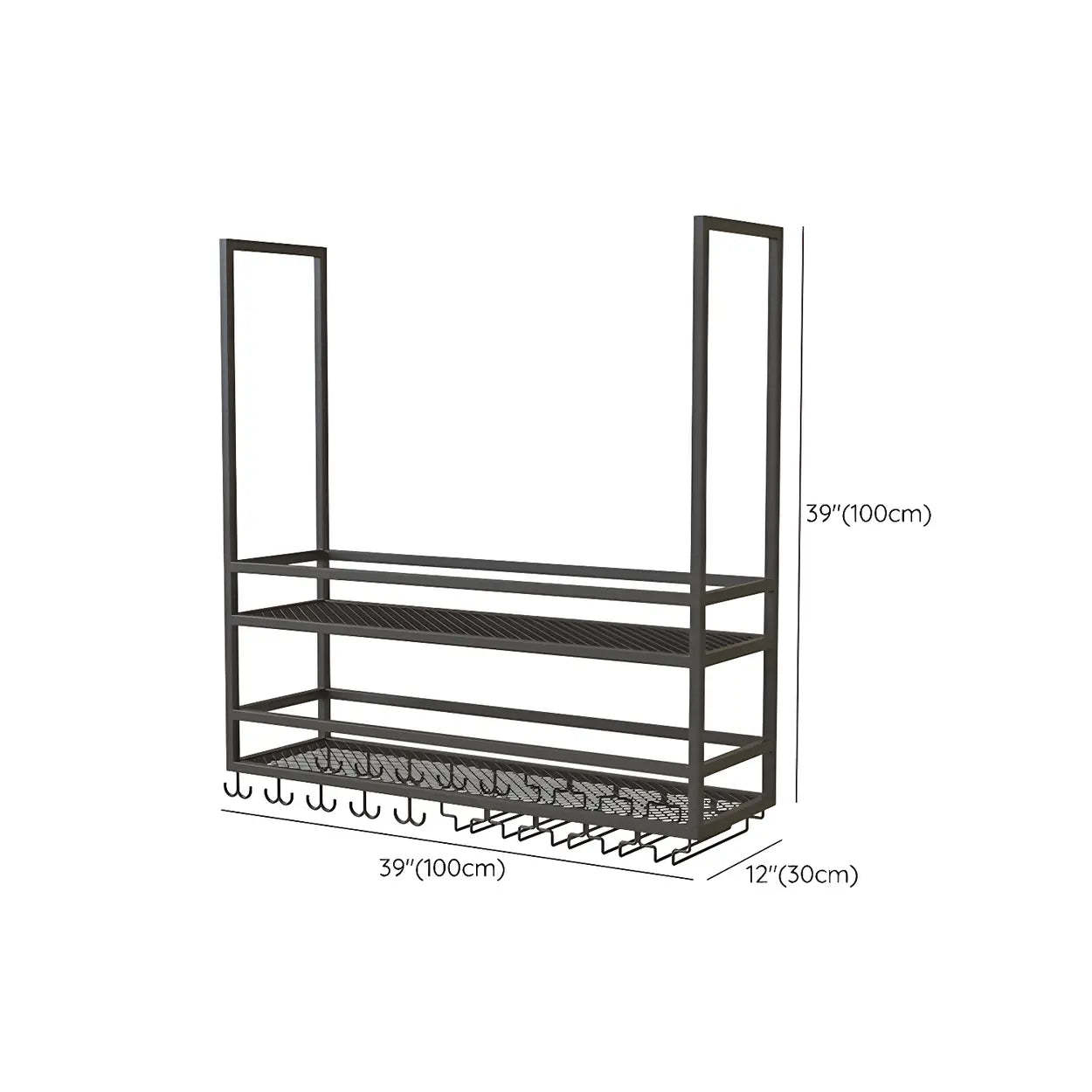 Black Metal Hanging Wine Rack with Stemware Holder