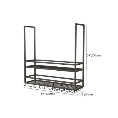 Black Metal Hanging Wine Rack with Stemware Holder