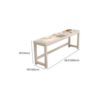 White Timber Rectangular Writing Desk with Storage — Single Layer / Table Only