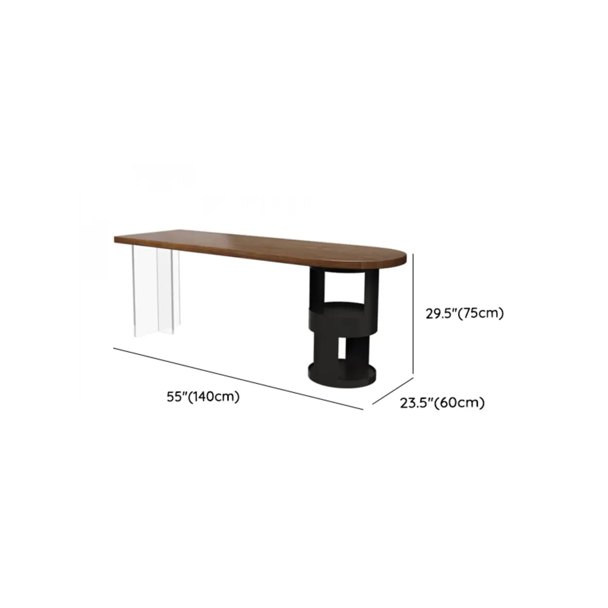Brown Free-Form Wood Writing Desk with Storage
