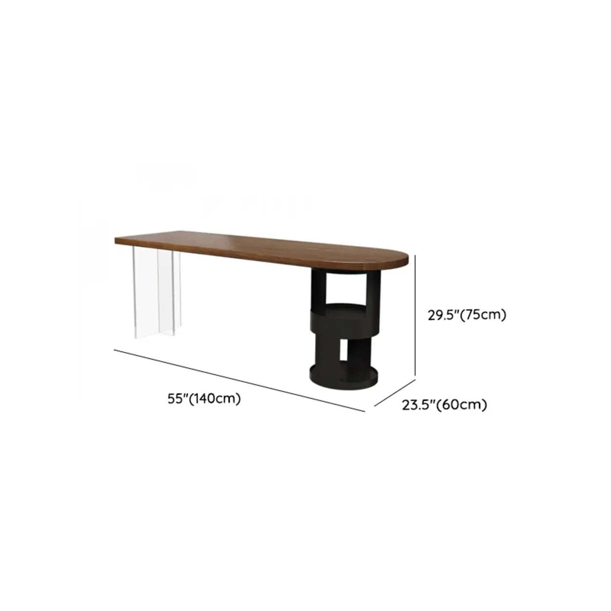 Brown Free-Form Wood Writing Desk with Storage