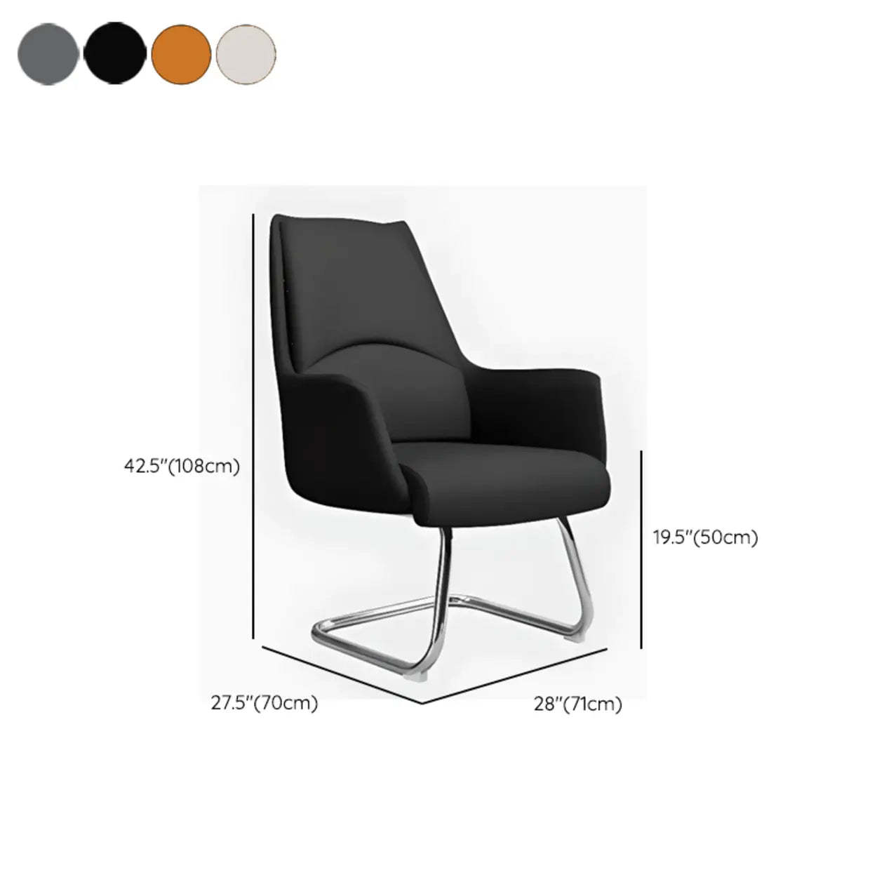Gray Faux Leather Swivel Office Chair with Armrests