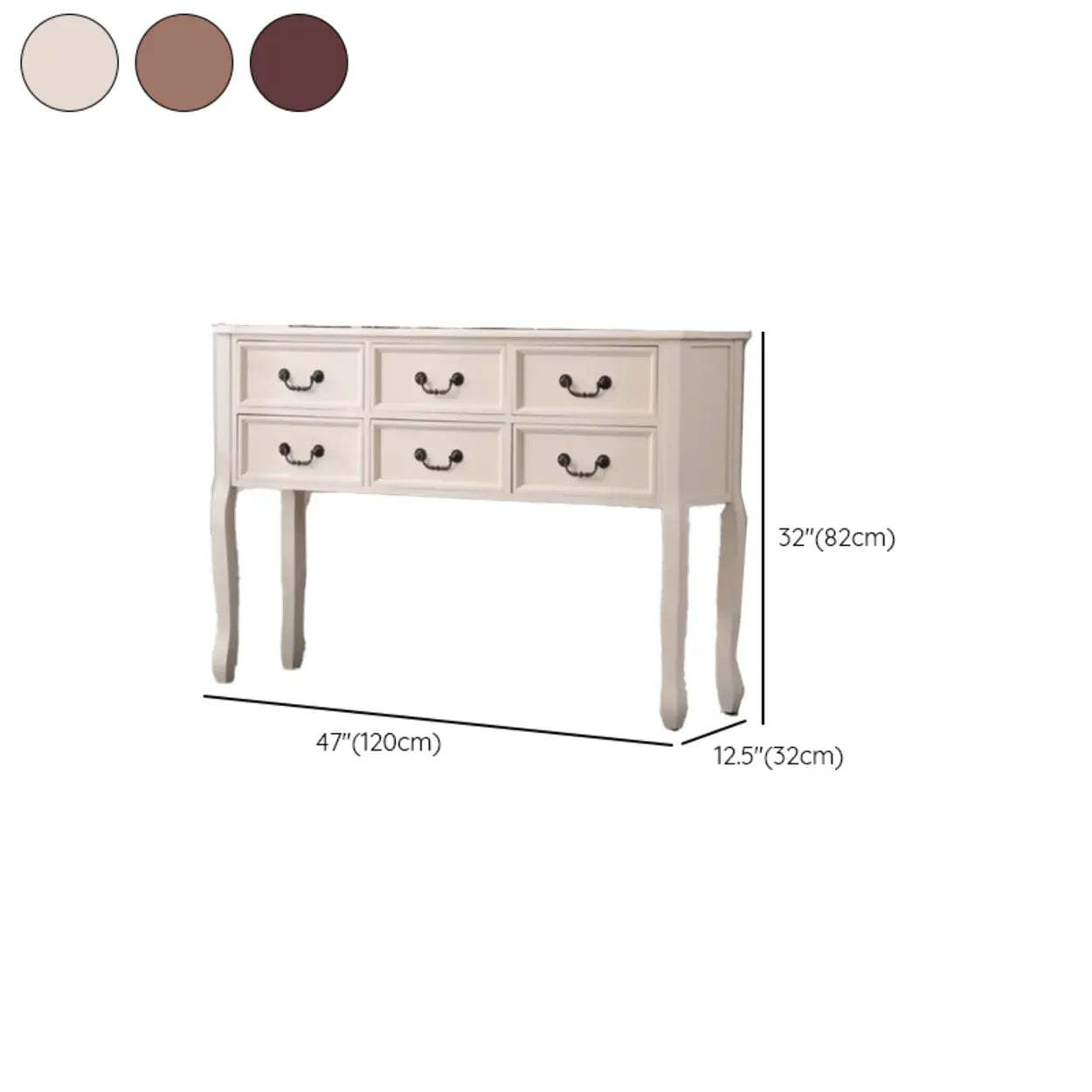 Rectangular Dark Walnut Timber Console Table with Drawers