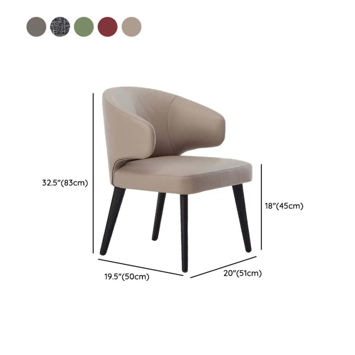 Black Curved-Back Upholstered Arm Dining Chair
