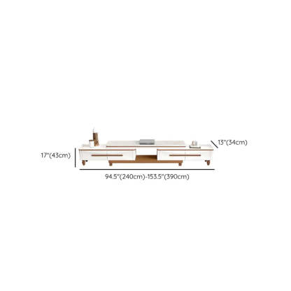 White Faux Marble Rectangular Long TV Stand