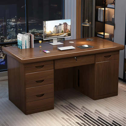 Farmhouse Rectangular Wood Sled-Base Executive Desk
