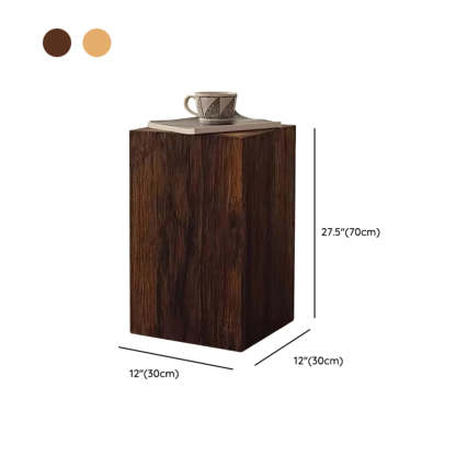 Farmhouse Rustic Wood Block Side Table — Natural Finish