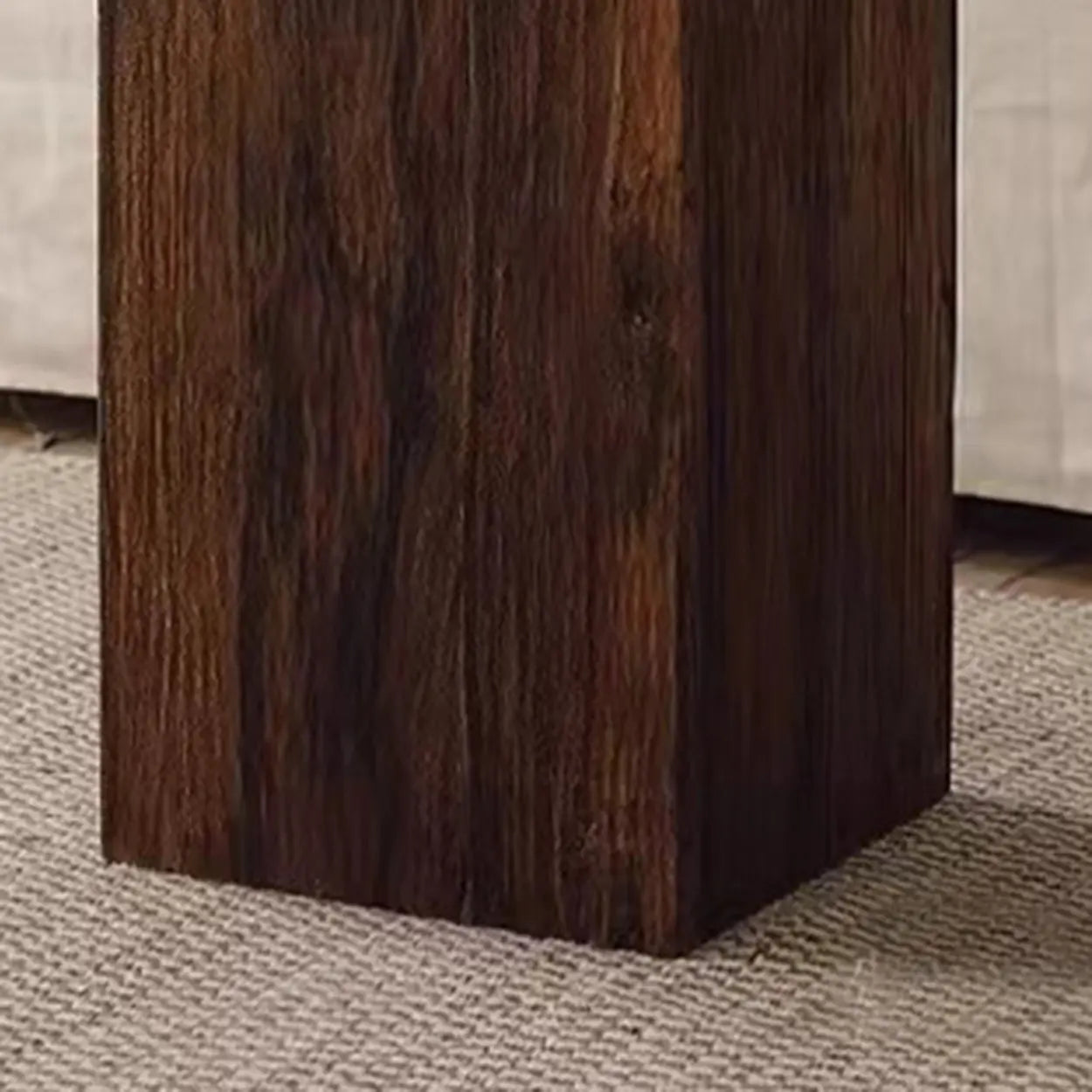 Farmhouse Rustic Wood Block Side Table — Natural Finish