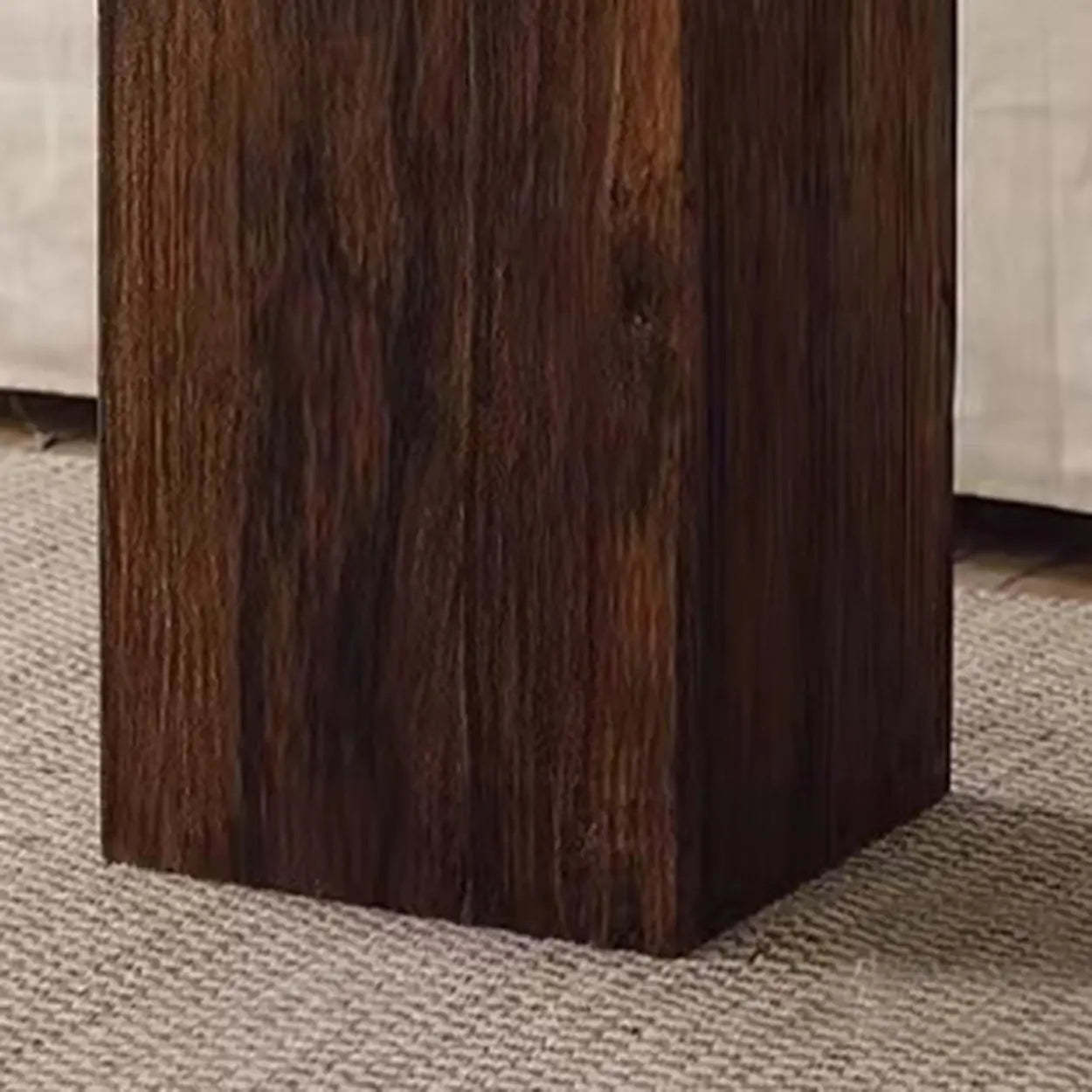 Farmhouse Rustic Wood Block Side Table — Natural Finish