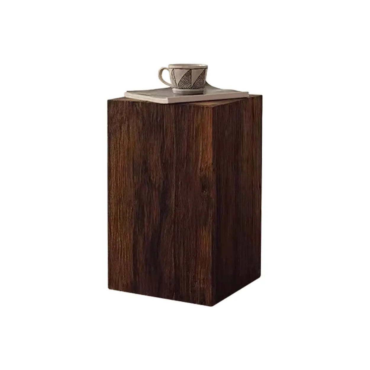 Farmhouse Rustic Wood Block Side Table — Vintage Color