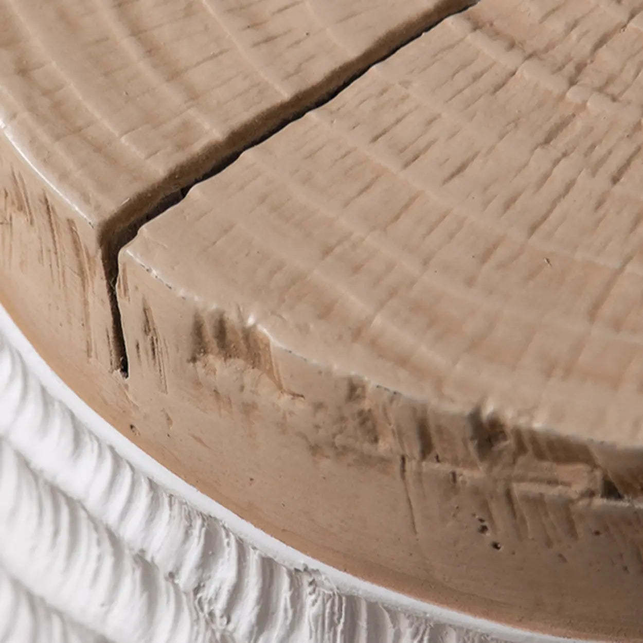 Farmhouse Rustic Wood Textured Drum Side Table