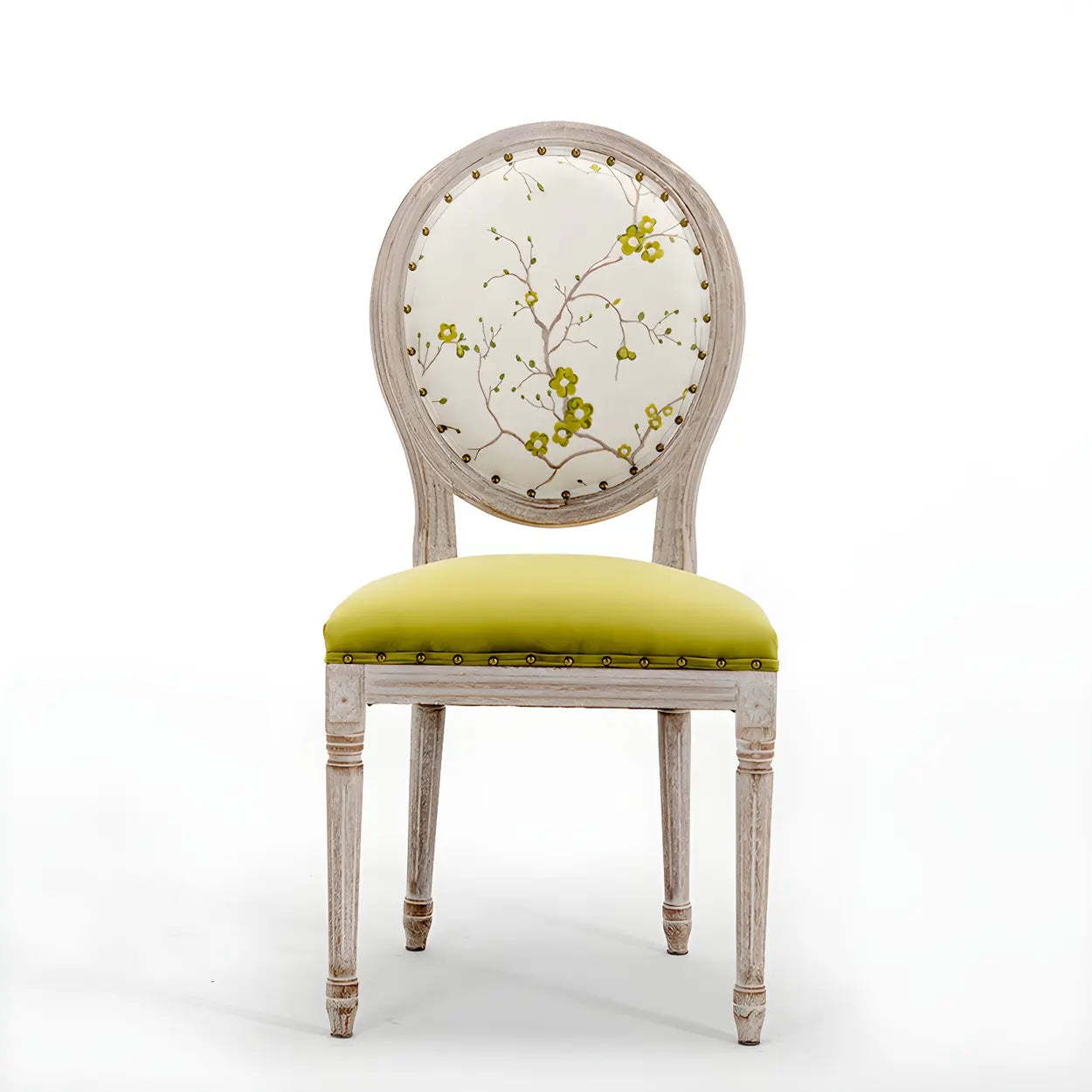 Farmhouse Upholstered King Louis Dining Side Chair — Yellow / 1 Piece