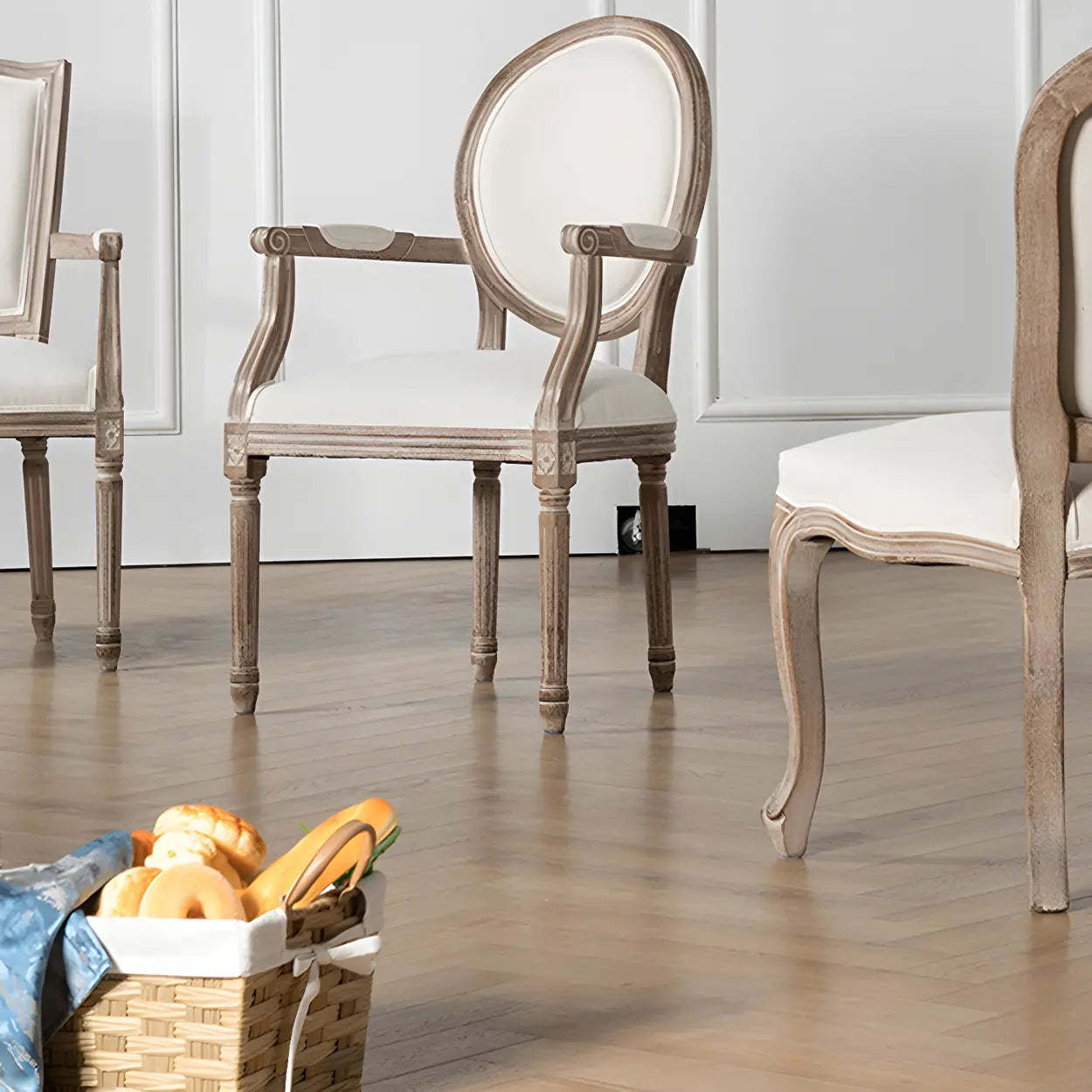 Farmhouse Upholstered King Louis Dining Side Chair — Aqua / 1 Piece