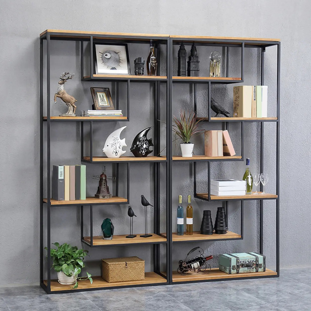 Fashion Black Iron Vertical Display Bookshelf