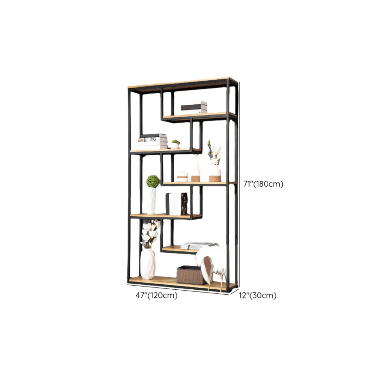 Fashion Black Iron Vertical Display Bookshelf