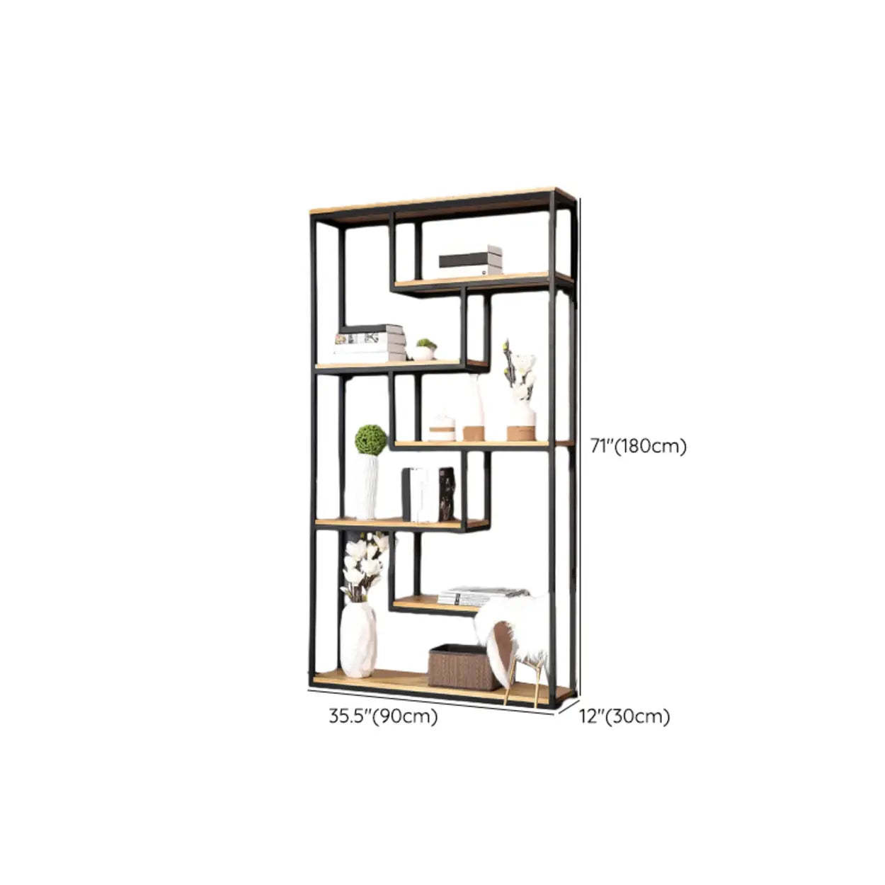 Fashion Black Iron Vertical Display Bookshelf
