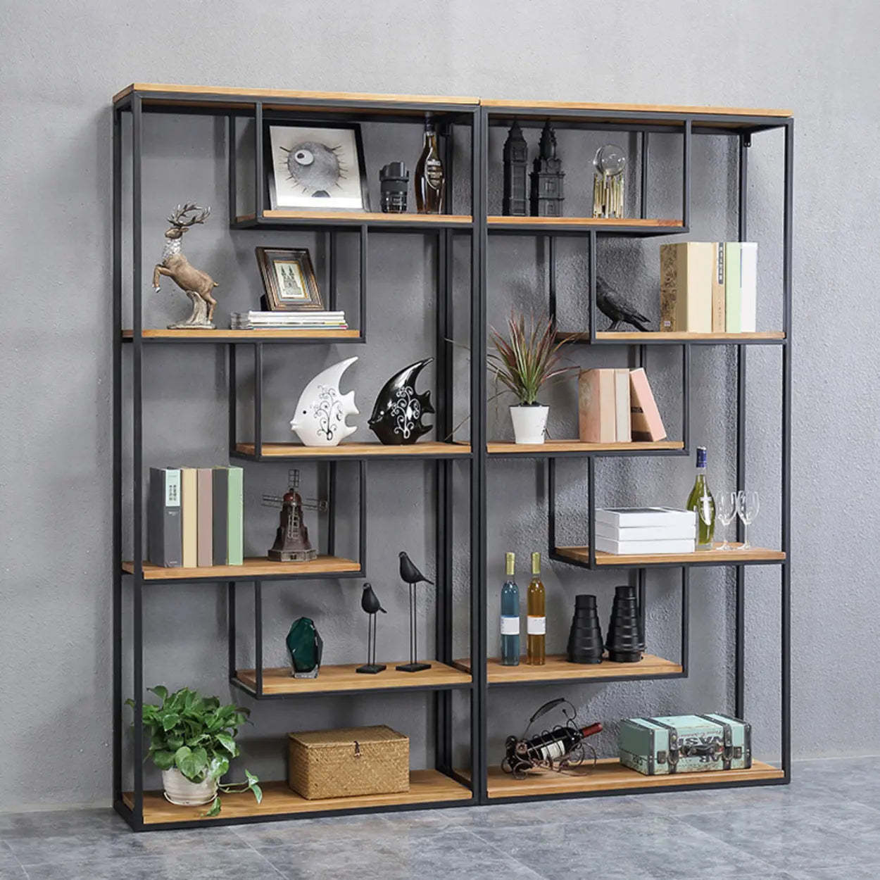 Fashion Black Iron Vertical Display Bookshelf