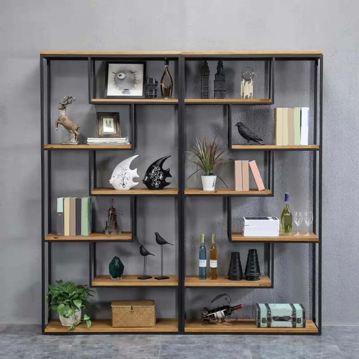 Fashion Black Iron Vertical Display Bookshelf