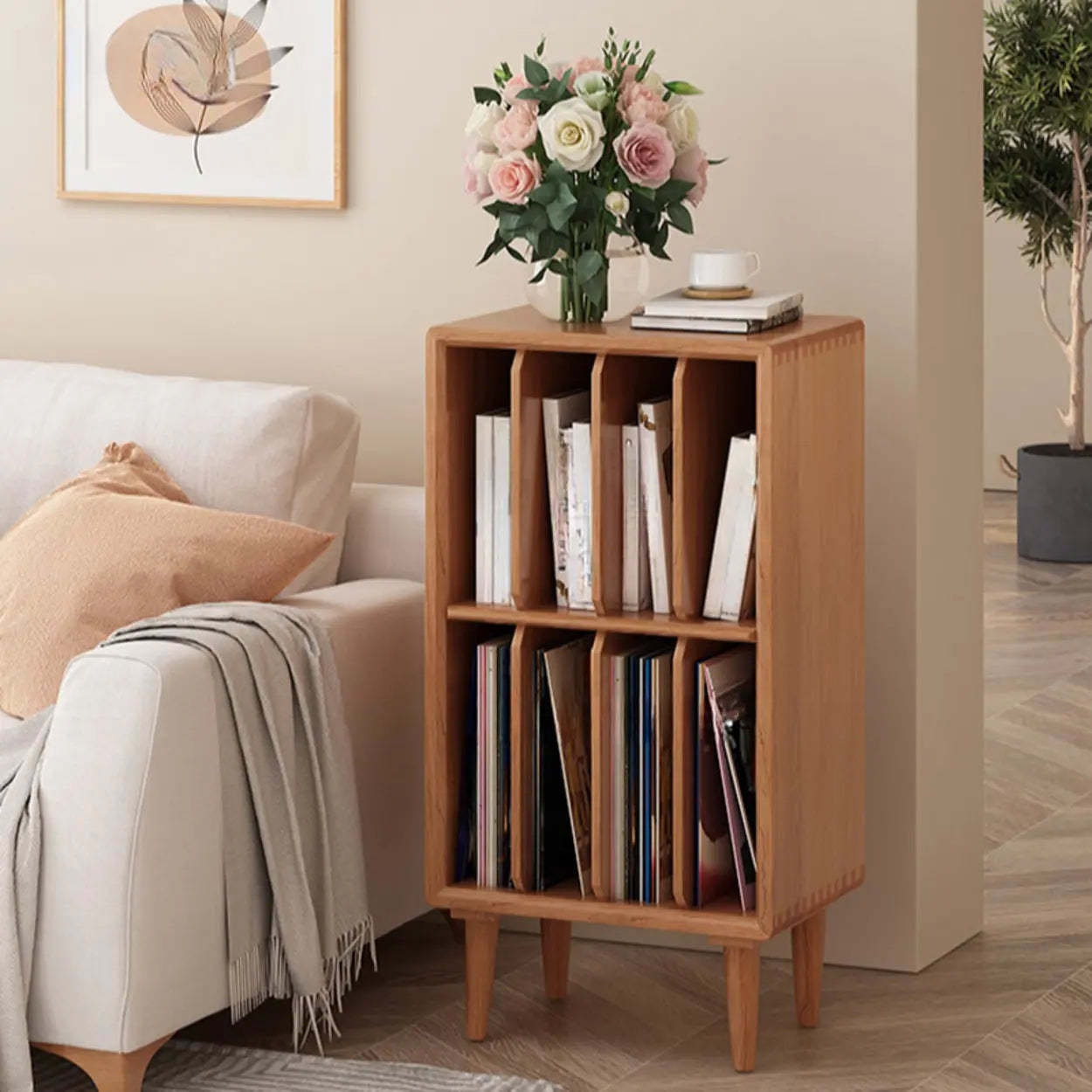 Fashion Pine Wood Small Vertical Bookcase — Black