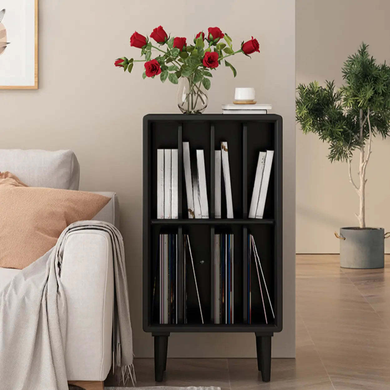 Fashion Pine Wood Small Vertical Bookcase — Natural