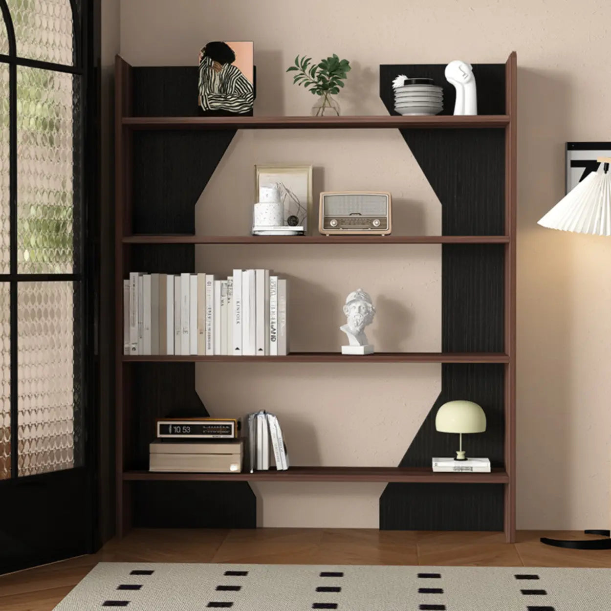 Fashion Vertical Rectangular Wood Bookshelf Black — Black