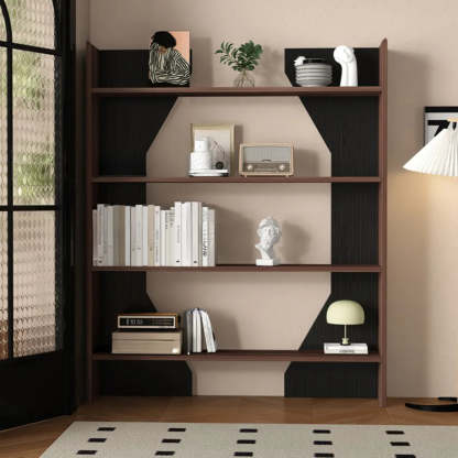 Fashion Vertical Rectangular Wood Bookshelf Black — Black