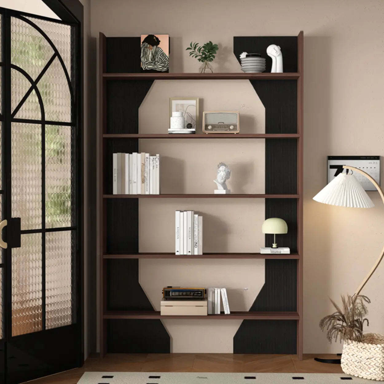 Fashion Vertical Rectangular Wood Bookshelf Black