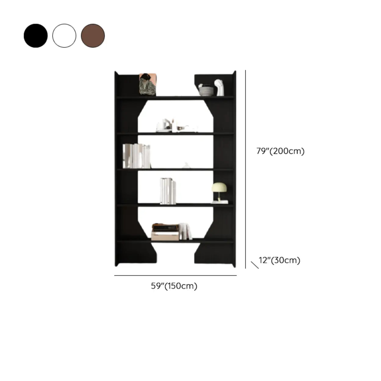 Fashion Vertical Rectangular Wood Bookshelf Black — Black