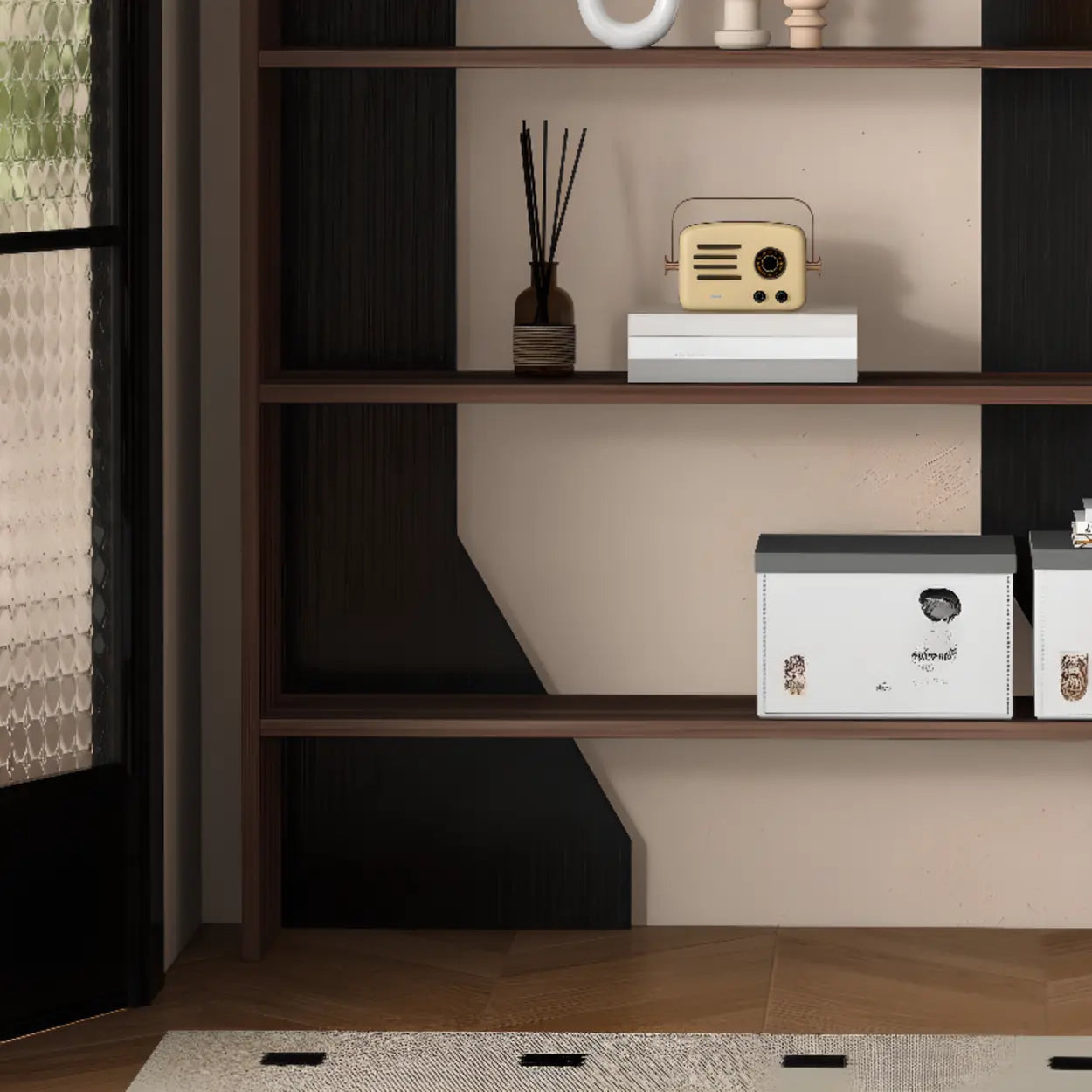 Fashion Vertical Rectangular Wood Bookshelf Black