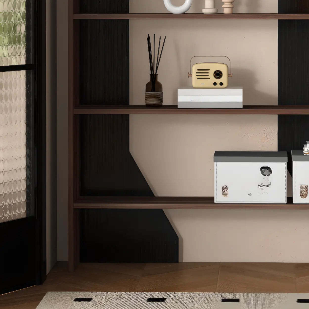 Fashion Vertical Rectangular Wood Bookshelf Black