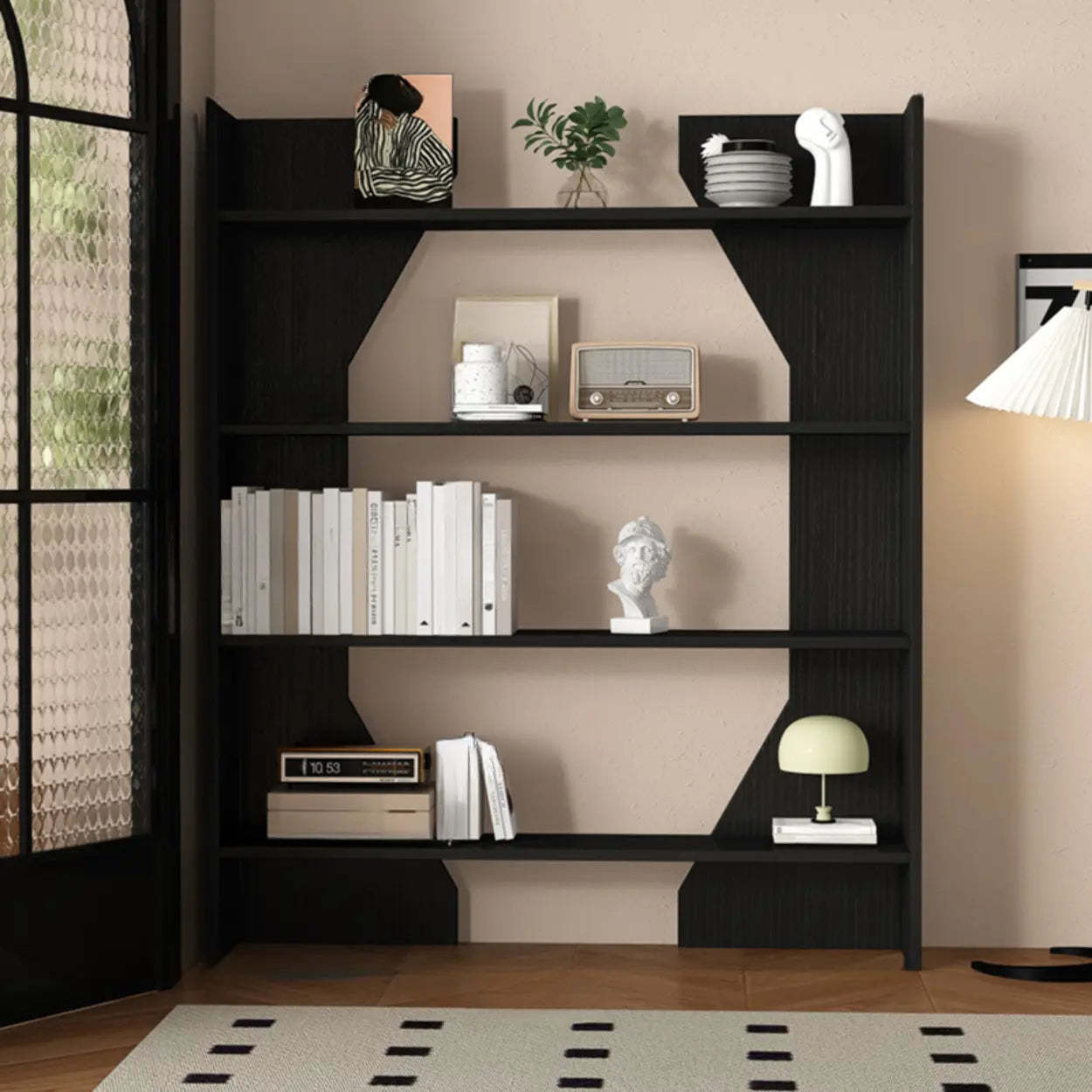 Fashion Vertical Rectangular Wood Bookshelf Black