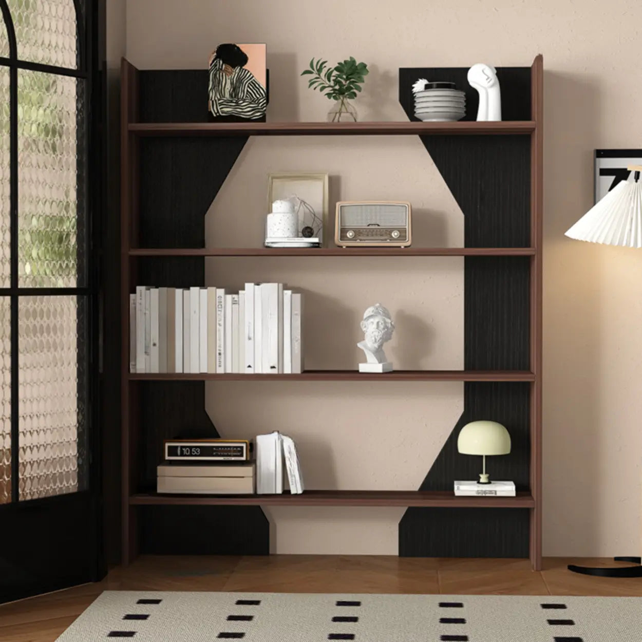 Fashion Vertical Rectangular Wood Bookshelf Black