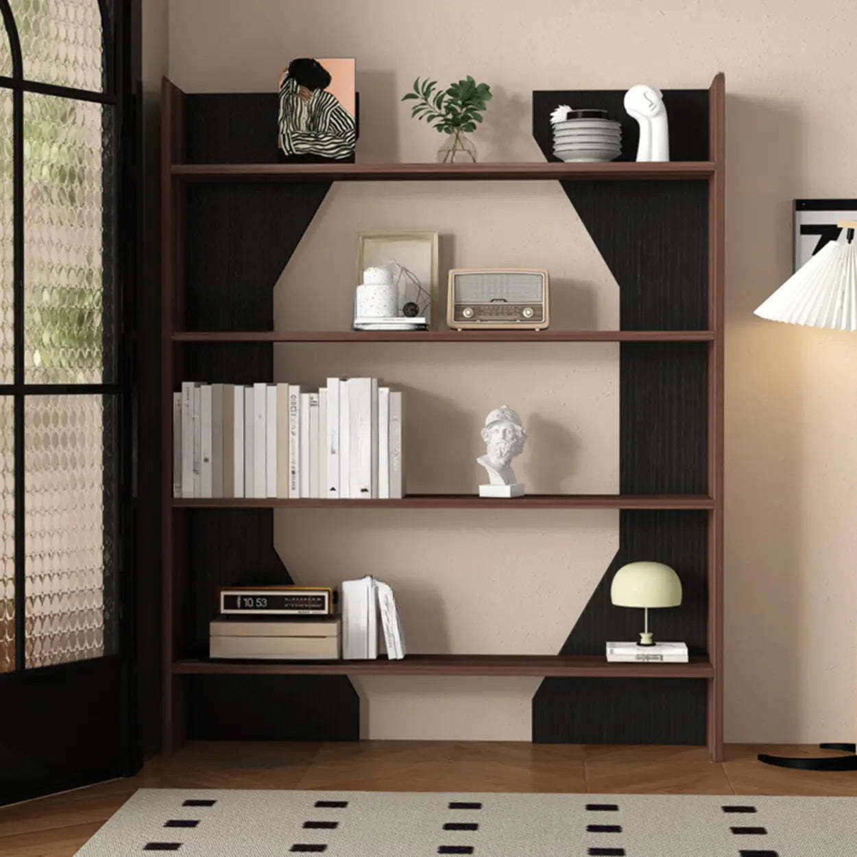 Fashion Vertical Rectangular Wood Bookshelf Black