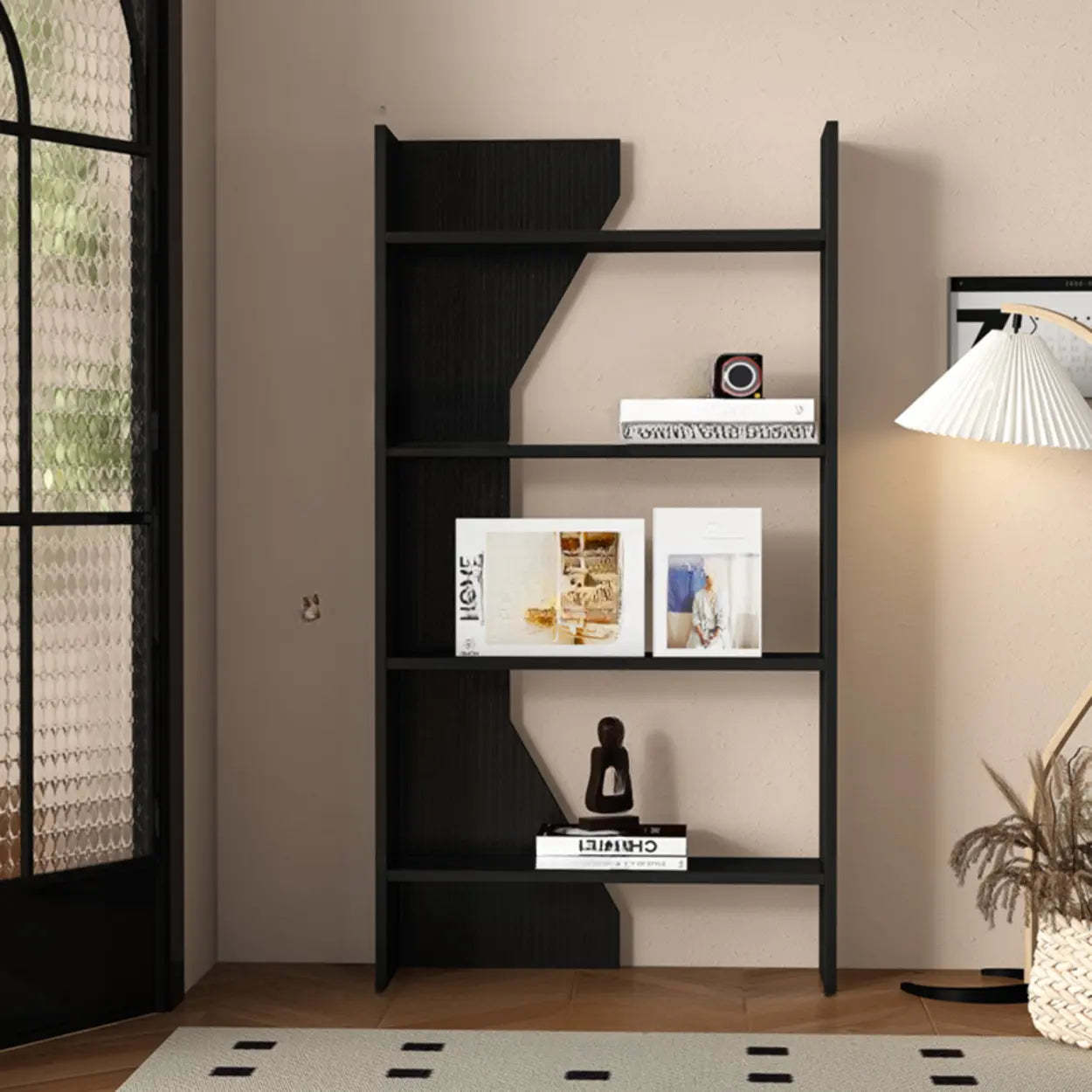 Fashion Vertical Rectangular Wood Bookshelf Black — Black