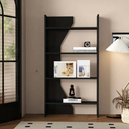 Fashion Vertical Rectangular Wood Bookshelf Black — Black