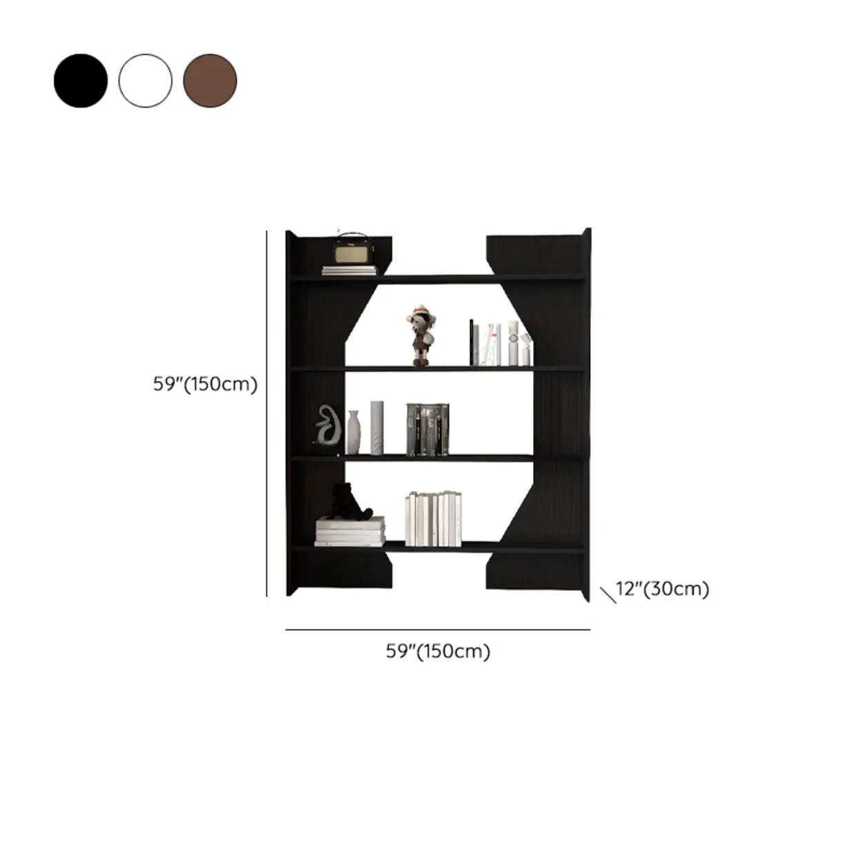 Fashion Vertical Rectangular Wood Bookshelf Black — Black