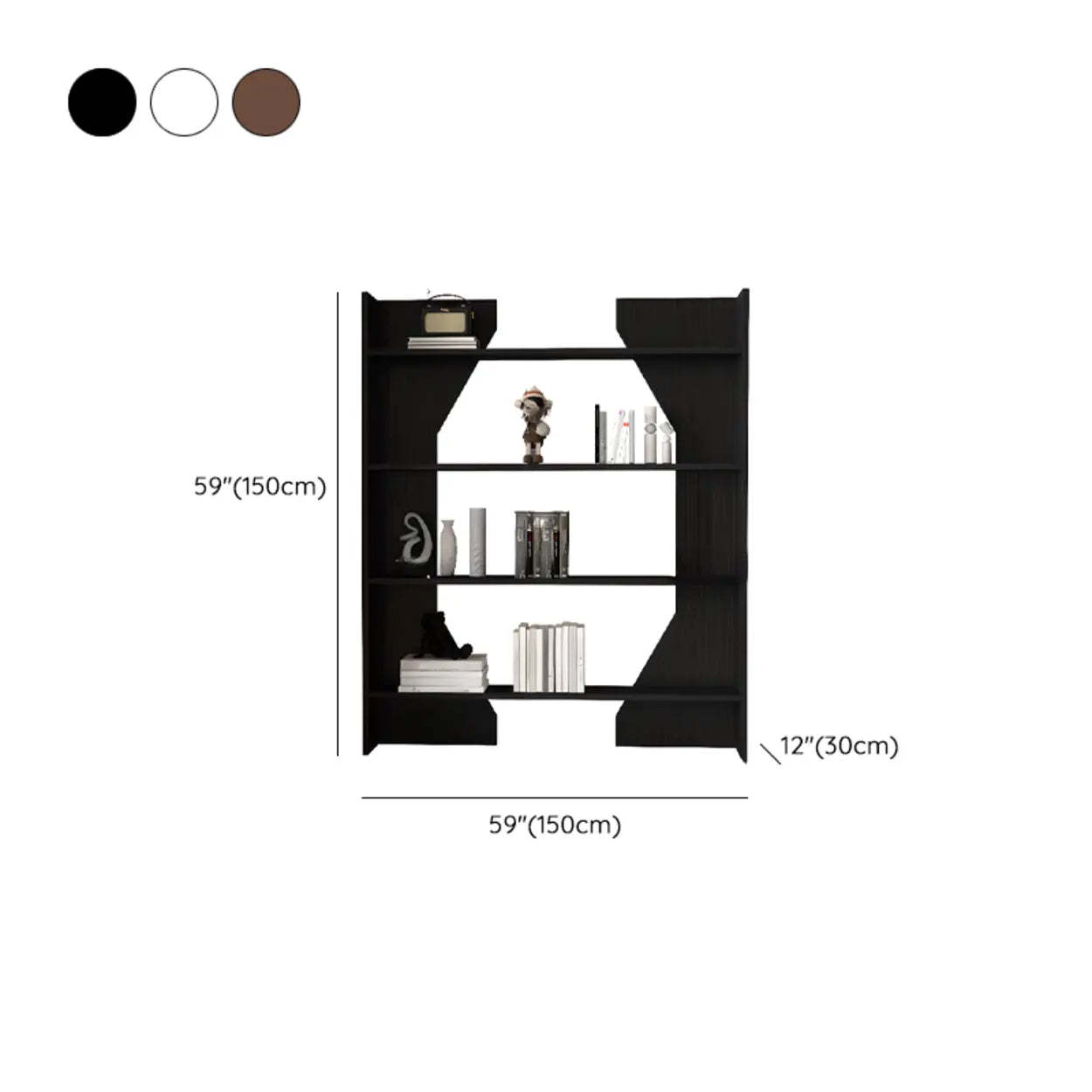 Fashion Vertical Rectangular Wood Bookshelf Black — Black