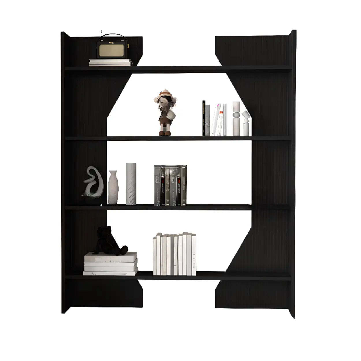 Fashion Vertical Rectangular Wood Bookshelf Black