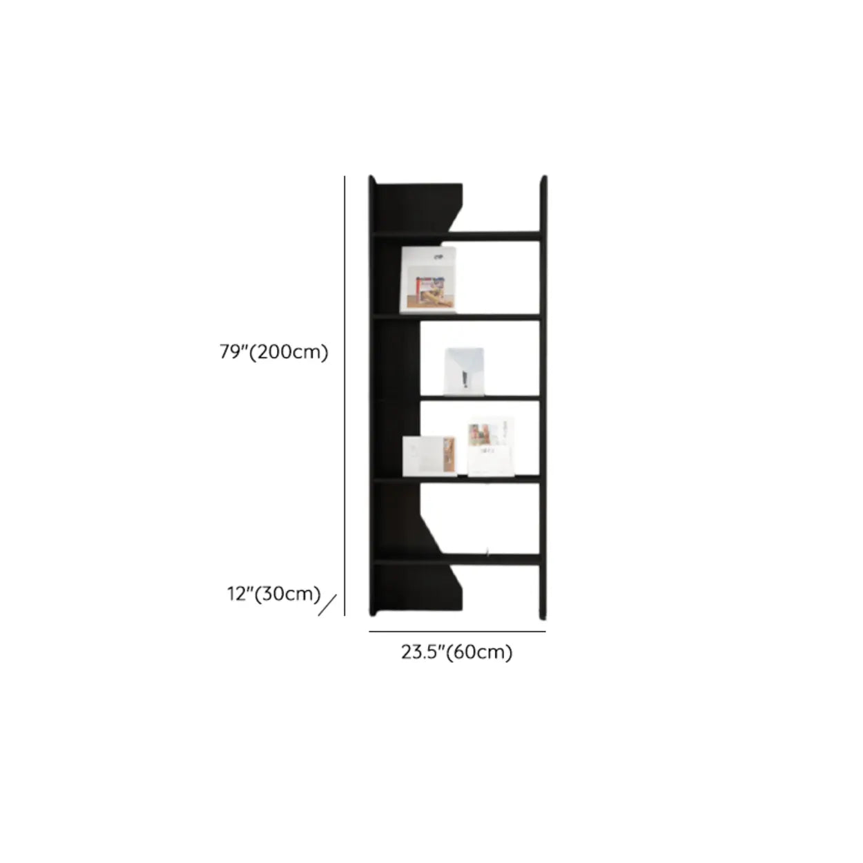 Fashion Vertical Rectangular Wood Bookshelf Black — Black