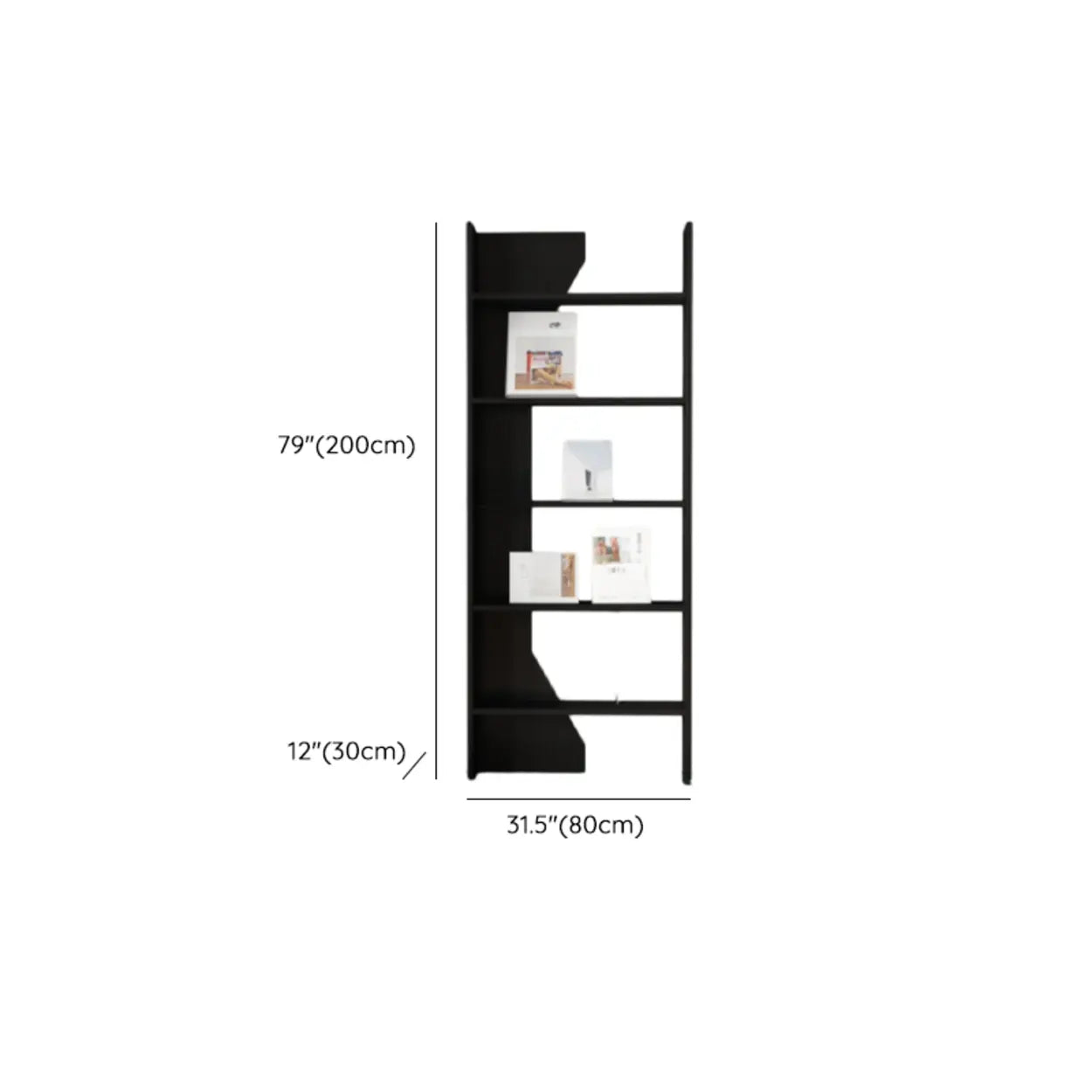 Fashion Vertical Rectangular Wood Bookshelf Black — White